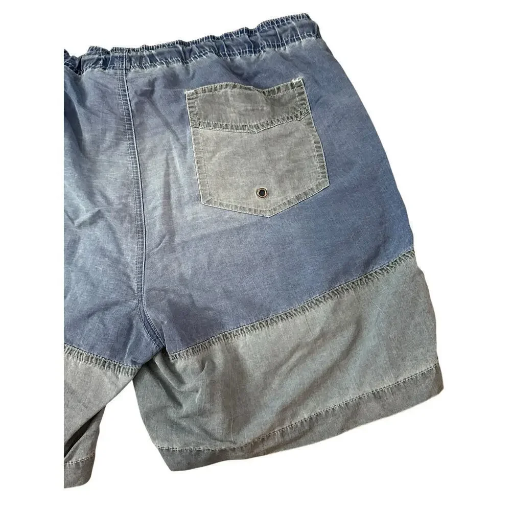 Trunks Surf & Swim Co. Men's Blue & Gray Oxford Swimming Trunks Shorts Size M